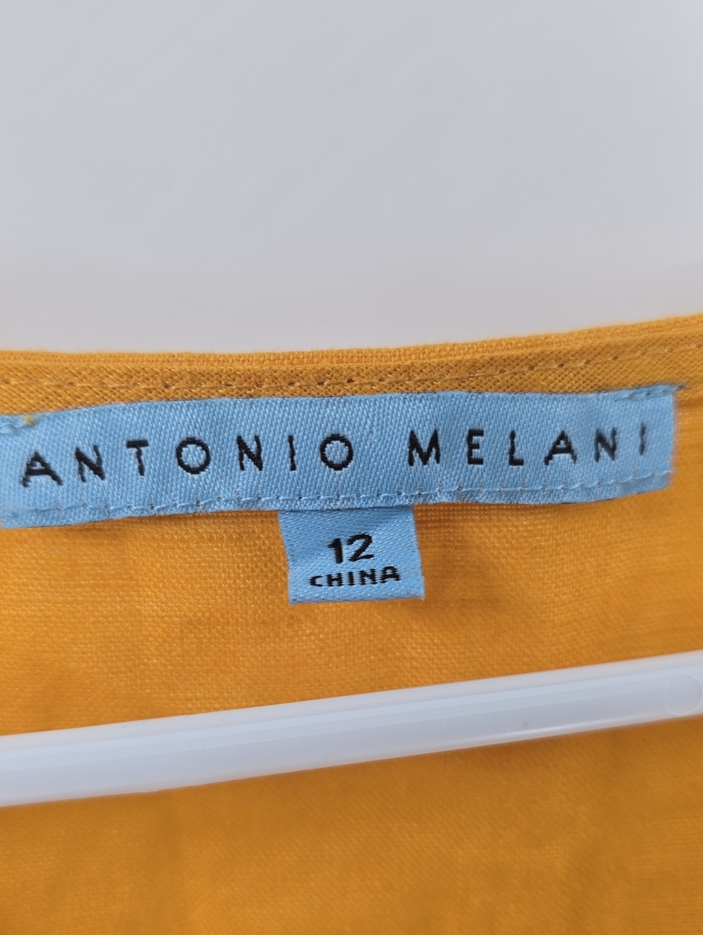 ANTONIO MELANI Linen Mustard Yellow Button-Front V-Neck Midi Dress - Picture 2 of 7